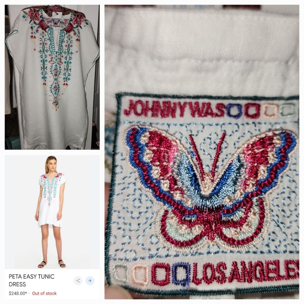 JOHNNY WAS ARIEL EASY TUNIC DRESS IN WHITE XL NWOT